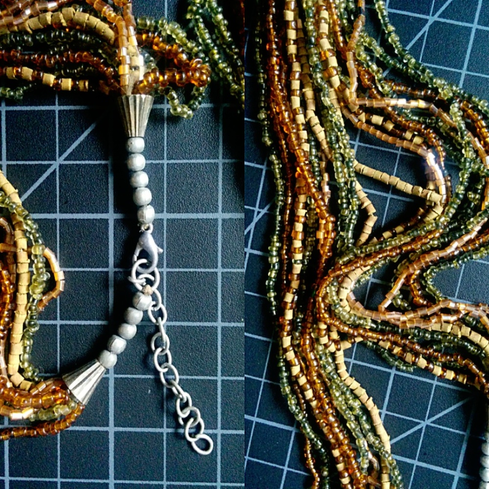 Long Boho/Hippie Earthy Acrylic Beaded Necklace - Picture 4 of 4